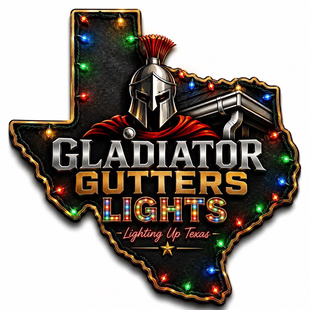 Holiday lights professionally installed along a roofline